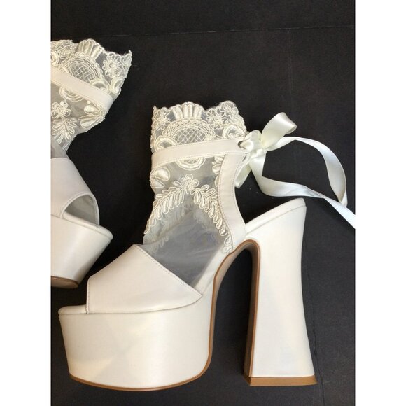 Widow Lace Platform Heels Size 8 M Coquette Romantic Goth Fairy Whimsigoth - Picture 7 of 11